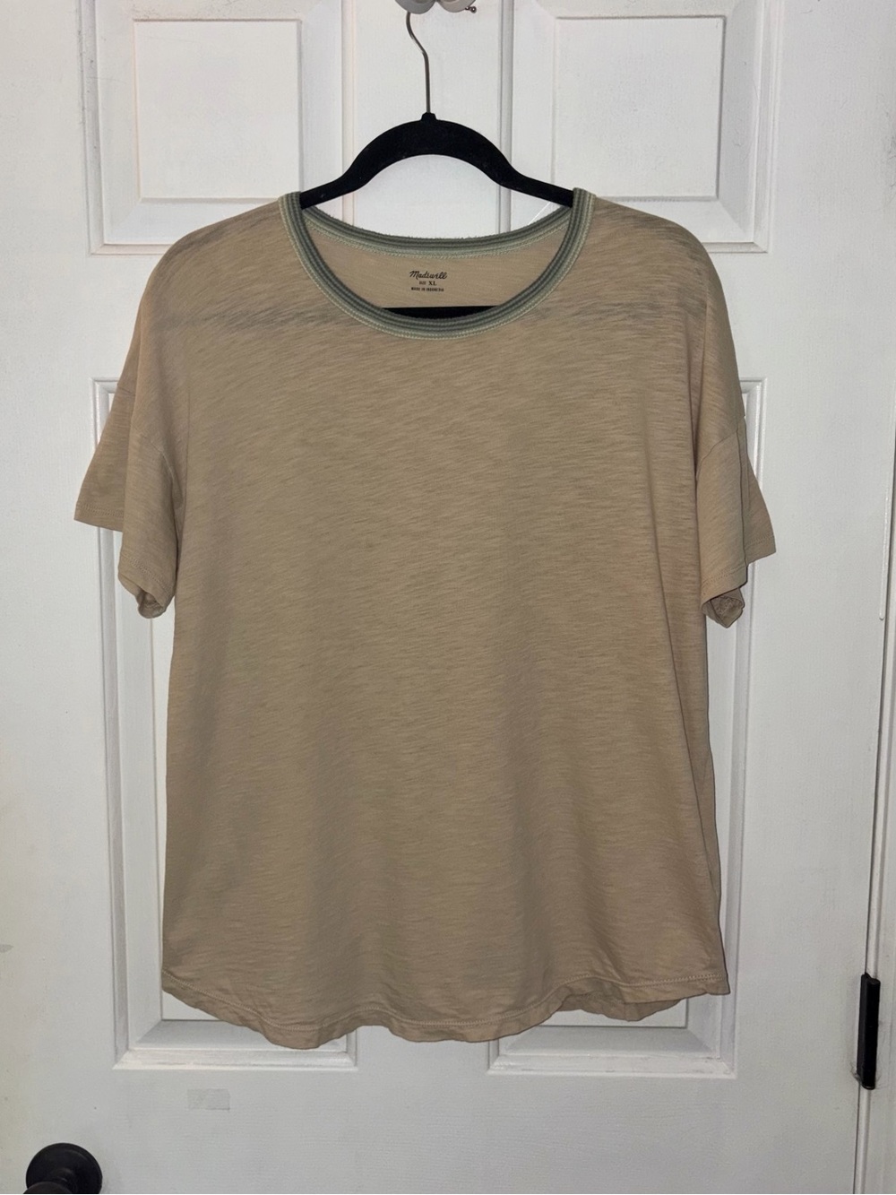 Whisper Cotton Rib-Crewneck Ringer Tee in Wallie Stripe